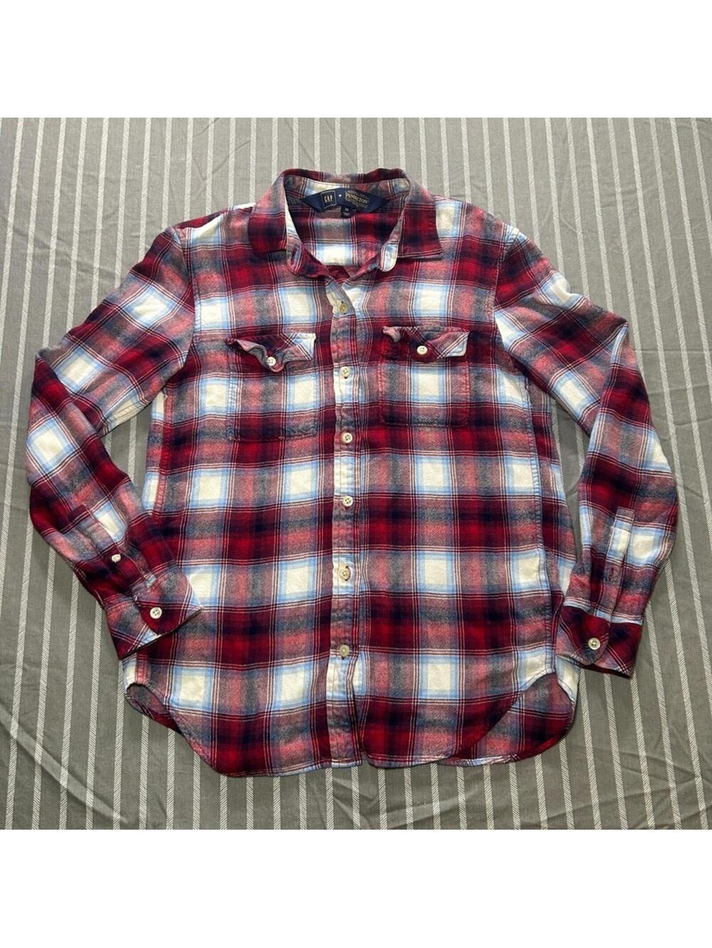 Gap Pendleton Shirt Womens Small Red Plaid Flannel Button Up